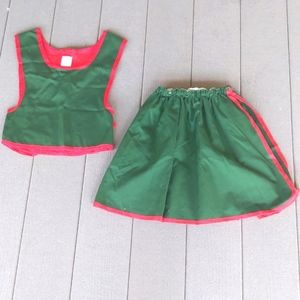Vintage Ruth Of Carolina Red and Green Vest and Skirt Matching Set Girls Size 10